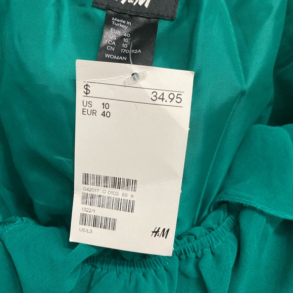 H&M Ruffle Tie Waist Mini Dress Off Shoulder Sz 10 NWT - Picture 9 of 12